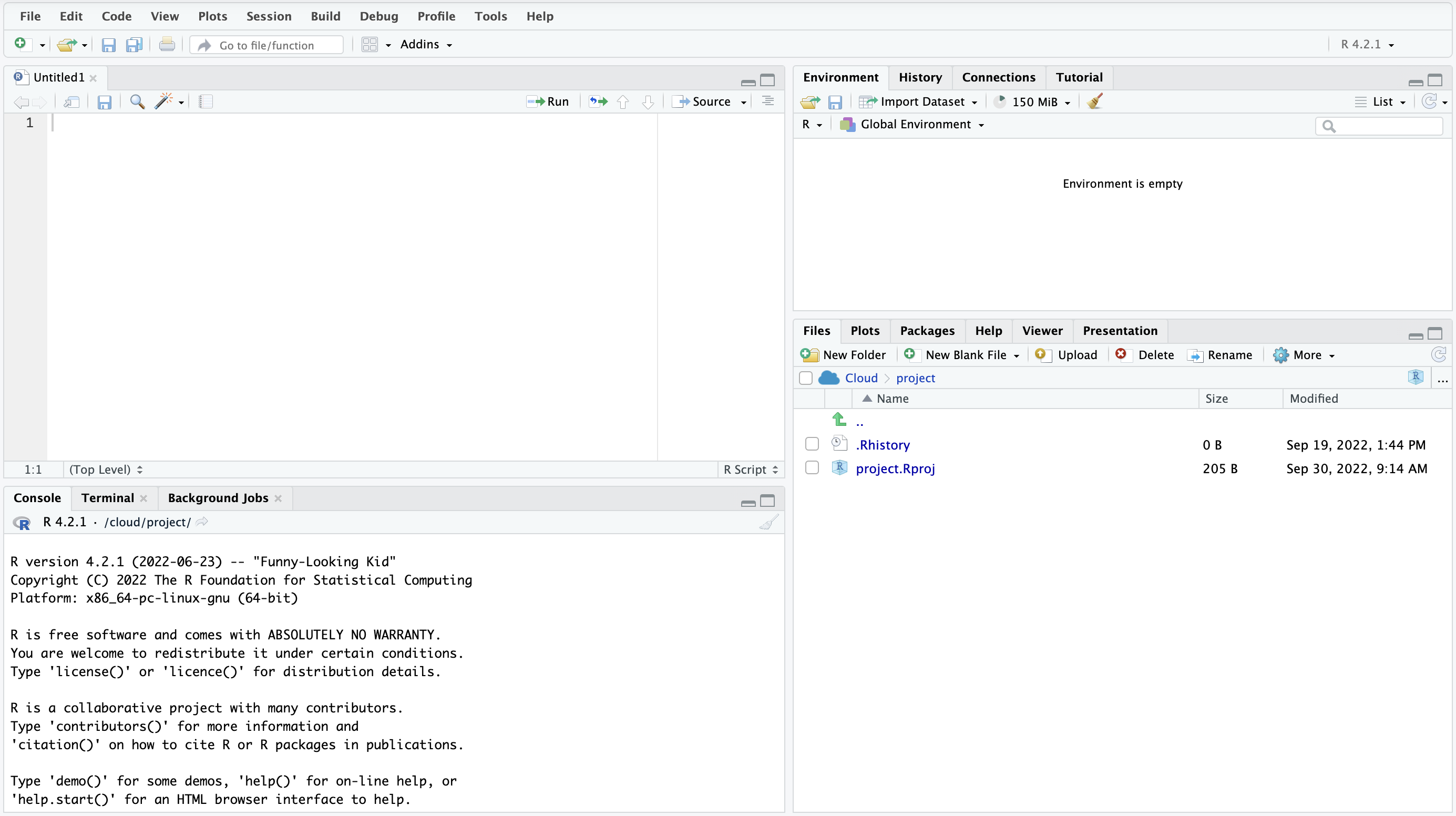 Screenshot of the RStudio interface