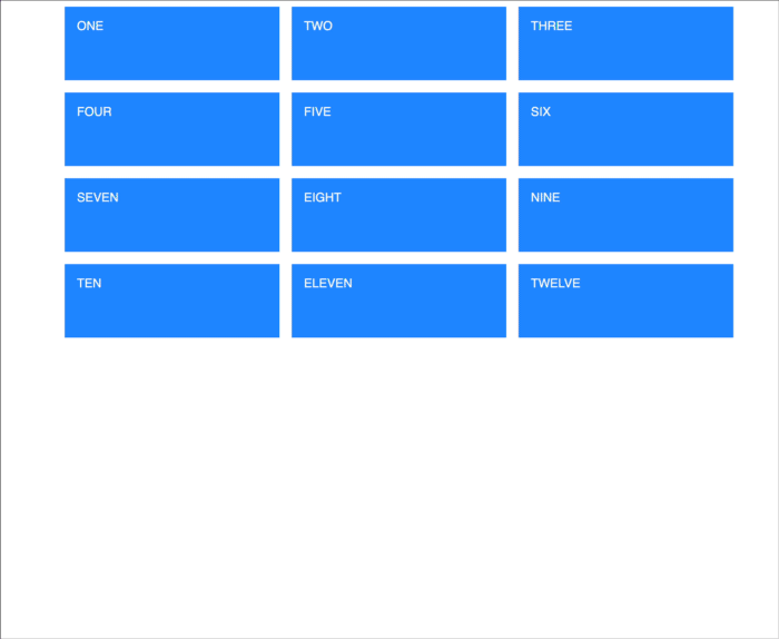 Animation of how a grid reacts to a shrinking and growing browser window